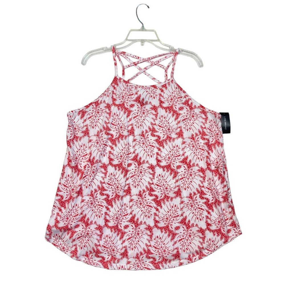 *New Lane Bryant Tropical Leaf Print Tank Top Womens Plus 18/20 Pink Summer